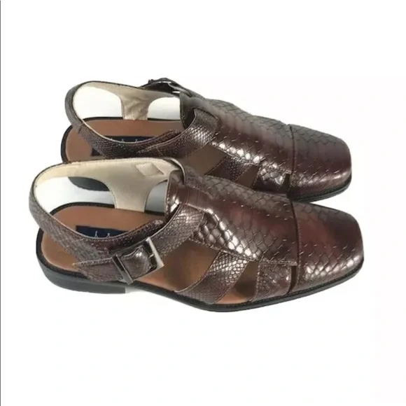 Majestic Men's Brown Sandals Covered Toe Sling Back Vented Sides Sizes 8.5 - 13 - Picture 3 of 6